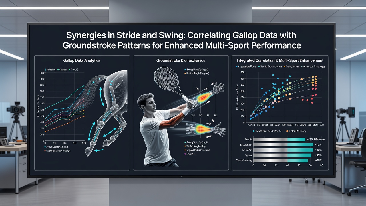 Graph comparing normalized stride velocity curves from recent race meetings with racket-head speed profiles captured during professional tennis matches